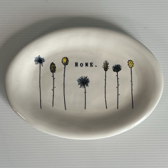Rae Dunn Other - Rae Dunn Thistle Pattern HOME Trinket Dish Plate Oval Artisan Collection Magenta
